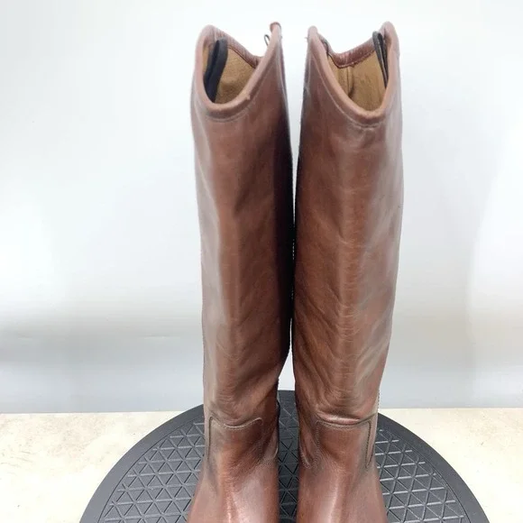 Frye Melissa Button 2 Boots Women Size 10 Shoes Brown Leather Tall Pull On - Picture 3 of 10